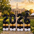 4 Sets 5 ft Graduation 2026 Balloons Column Stand Kit Jumbo Black 2026 Grad Cap by Foilswirl