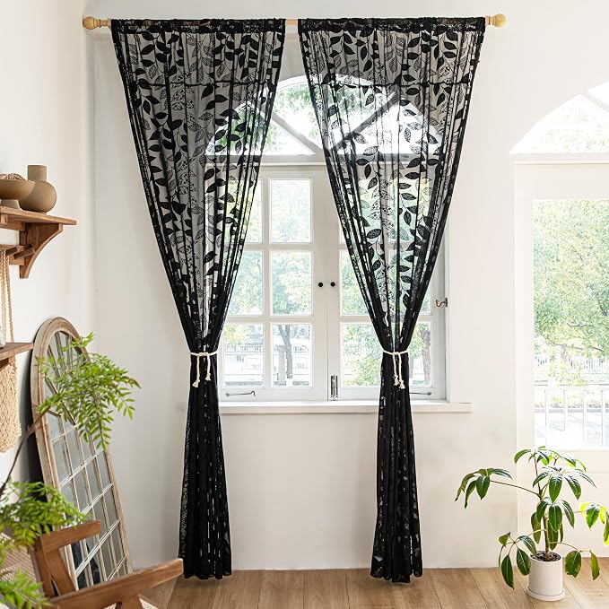 Treatmentex Black Lace Sheer Curtains by Treatmentex