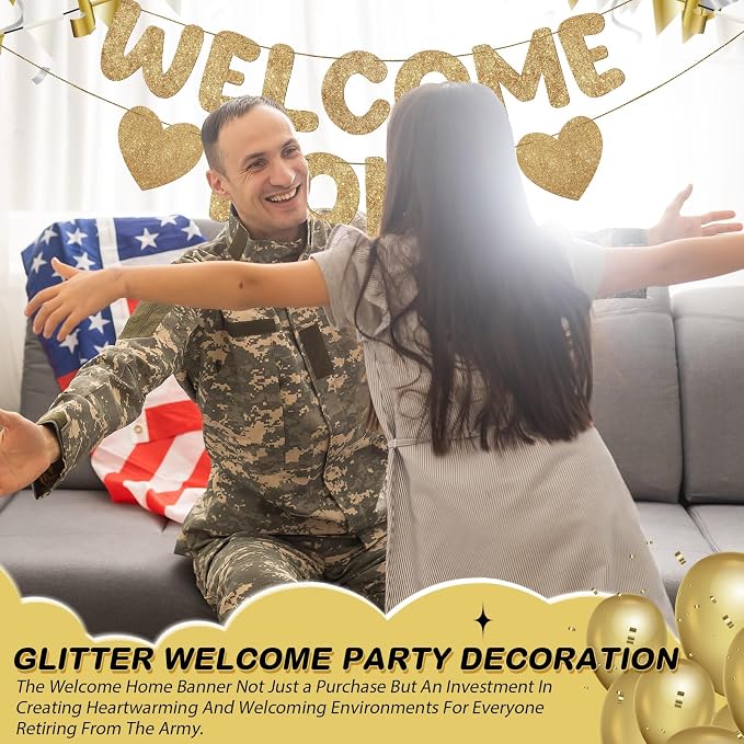 Fulmoon Pre Strung Welcome Home Banner Glitter Funny Welcome Sign - Image 4