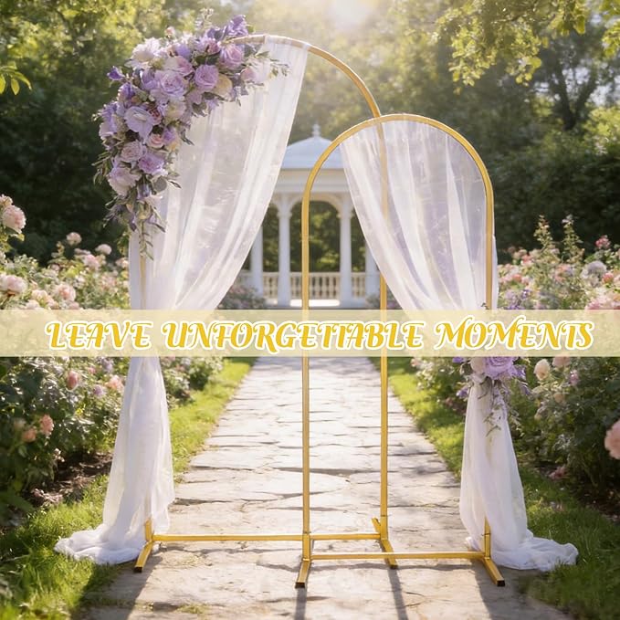 Gold Metal Arch Backdrop Stand 2 Set 7.2FT, 6FT Wedding Arch Stand Arched Door - Image 6