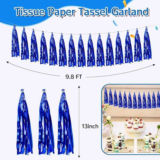 2 Pack Blue Metallic Tassel Garland - Image 2