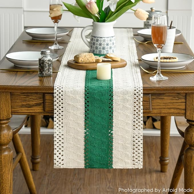 Artoid Mode Emerald Green Farmhouse Rustic Table Runner 12x36 Inch | Seasonal - Image 2