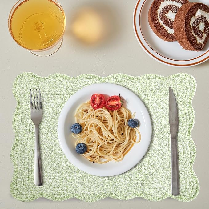 HOMBYS Quilted Placemats Set of 6 Washable-13x18 inches Rectangular Placemats - Image 3