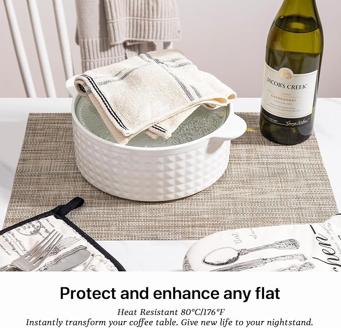 LEXMORE Placemats Set of 6 Vinyl/Plastic Woven Place Mats - Image 5