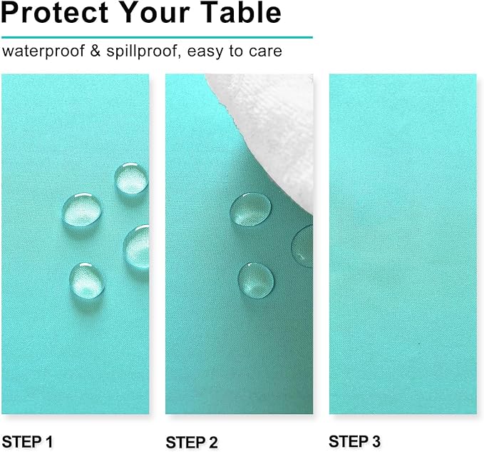 Hiasan Light Blue Rectangle Tablecloth - Waterproof Washable Polyester Fabric Table Cloth for Buffect Dining Birthday Party Wedding, 54 x 80 Inch