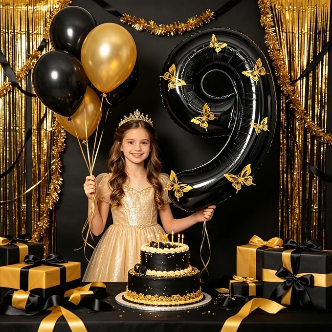 40 Inch Black Number 9 Balloon - Image 3