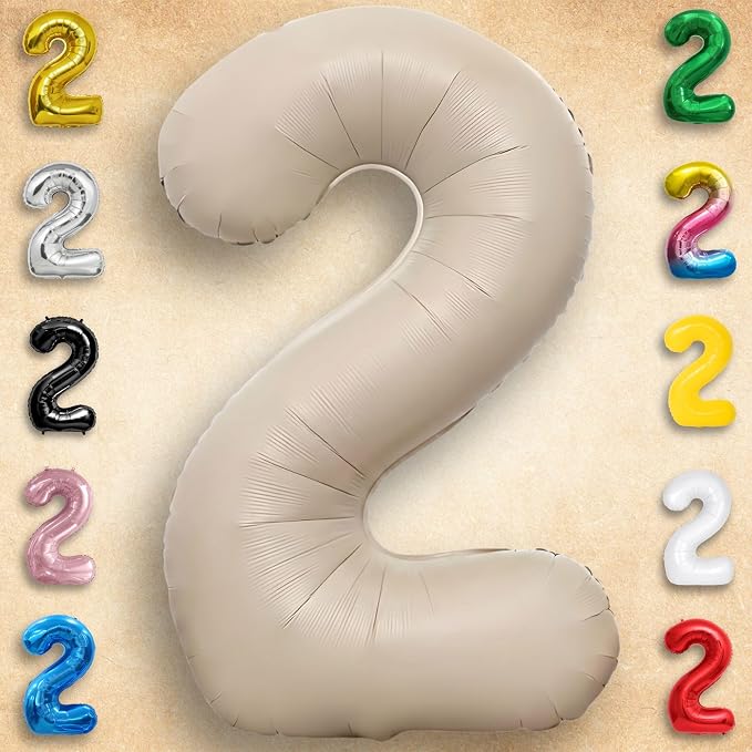 Caramel Number Balloon 2 Mylar Foil Balloons 40 inch - Image 4