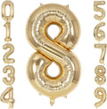 Champagne Gold Large Number 8 Balloon, 40 Inch Light Gold Foil Helium Number by AIQINHU