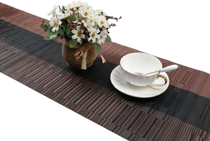 SHACOS Table Runners Woven Vinyl Table Mats 12x71 inch - Image 3