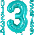 Teal Blue Number 3 Balloon, 40 Inch Big Large Foil Helium Number Balloons by AIQINHU