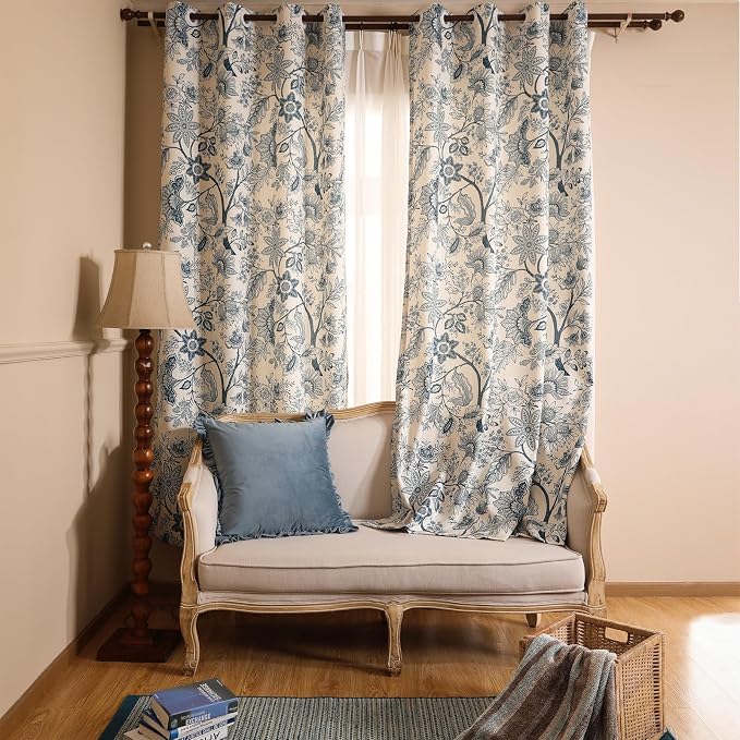 Designer Elegant Linen Printed Curtains, 2 Panels, kitchen Bedroom Living Room - Image 9