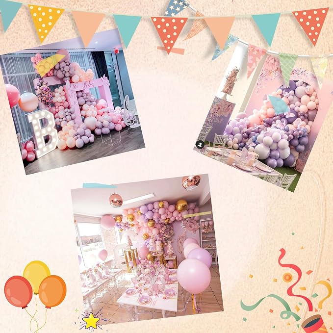 Pastel Pink Purple Balloon Garland Kit, Double Stuffed Lavender Balloons - Image 5