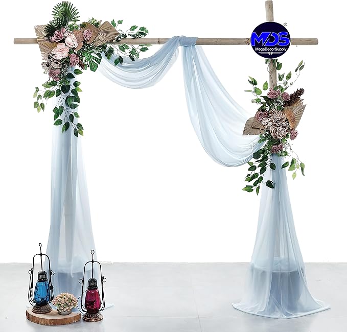 MDS Halloween Chiffon Draping Fabric - 1 Panel, 30" Wide x 50ft Long - Sheer Spooky Arbor & Canopy Drapery for Haunted House Backdrops, Party Ceilings, DIY Costumes & Themed Events - Baby Blue