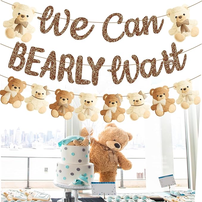 umoni Teddy Bear Banner, We Can Bearly Wait, Baby Shower Decorations, Gender - Image 7