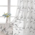 Sheer Curtains Boho Leaf Floral Embroidered Grey 54Wx84L | Light Filtering Semi by VISIONTEX