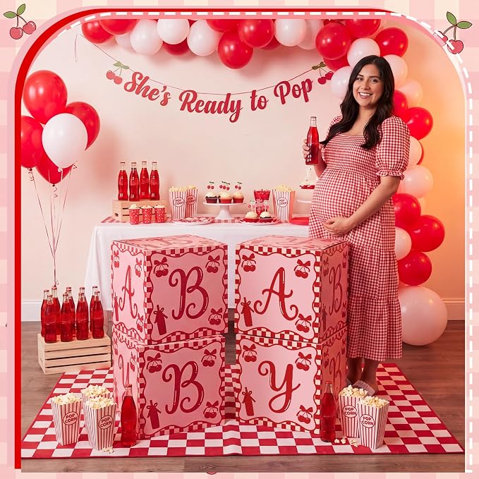 Kathfly 4 Pcs She's Ready to Pop Baby Shower Boxes Supplies Party Decorations - Image 5