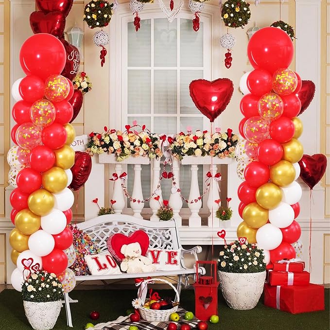 Red and Gold Balloon Column Stand Kit Set of 2 - Image 2