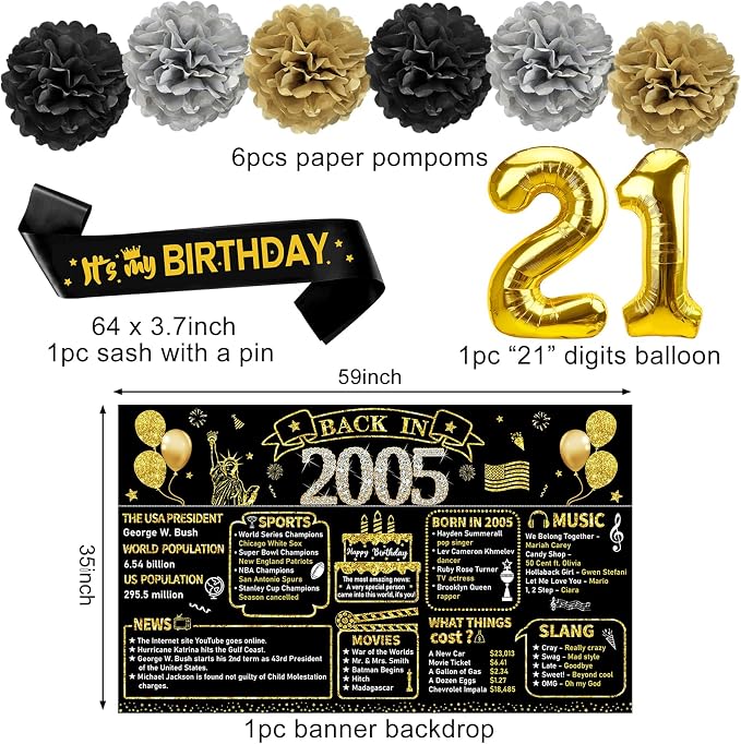 Zirtorei 21st Birthday Decorations - Image 3