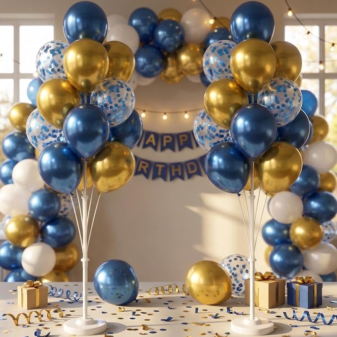 HIINS Metallic Blue Gold Balloon Column Kit Set of 2 - Image 8