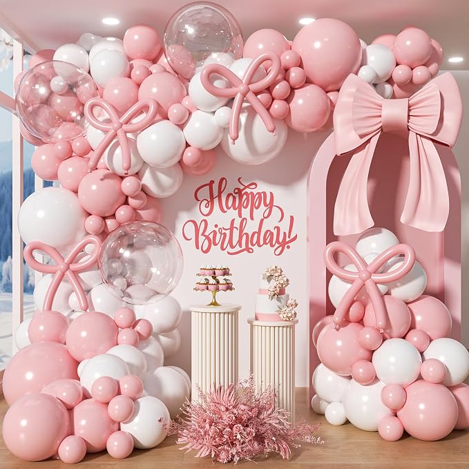 Pink Bow Balloon Garland Arch Kit by Unknown