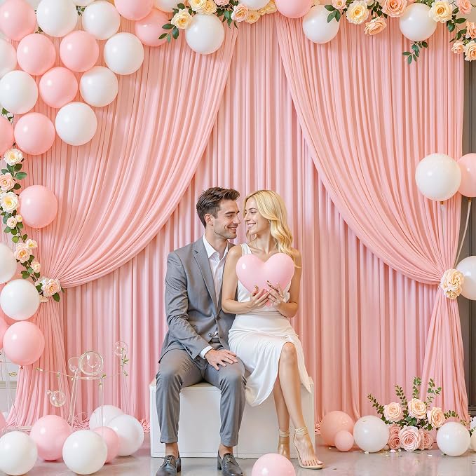 10 Panels Blush Pink Backdrop Curtains - Image 5