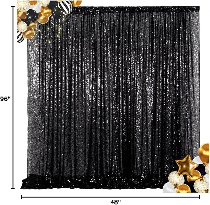 ShinyBeauty 4FTx8FT Black Sequin Backdrop, Sequin Photo Booth Backdrop - Image 9