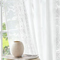 jinchan Floral Sheer Linen Curtains, Back Tab 50x96 Inch, 2 Panels White | Semi by JINCHAN