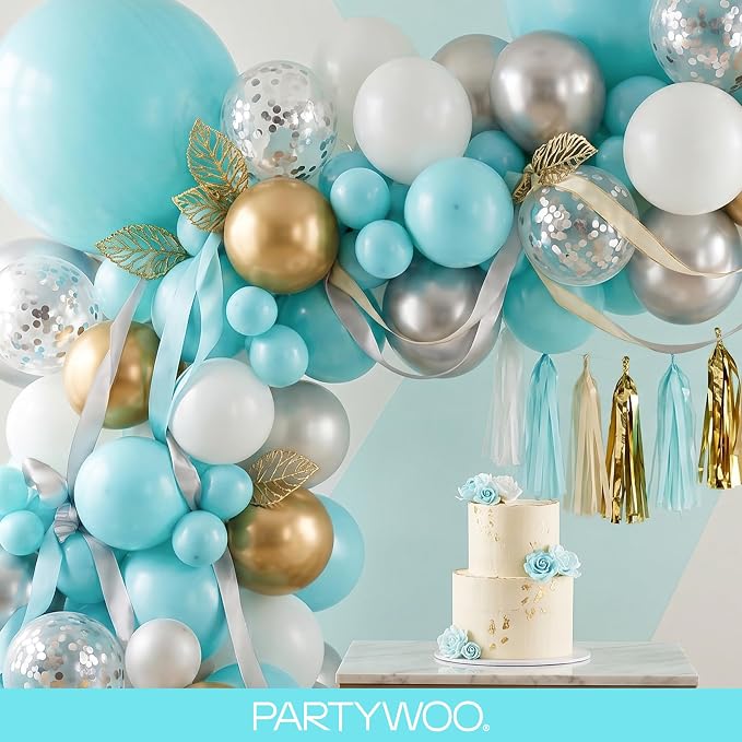 PartyWoo Teal Balloons 152pcs Turquoise Dark Teal Color Different Sizes | 18 12 - Image 8