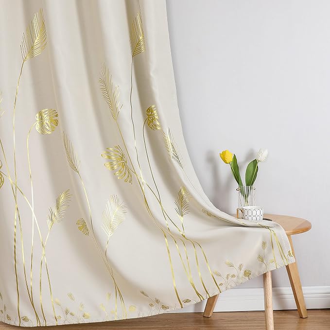 Cream Beige Room Darkening Curtains Window Curtains 90 Inches Long, Thermal - Image 7