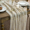 Artoid Mode Beige Gold Gauze Table Runner 120 Inch 10FT, Glitter Metallic Foil by ArtoidMode