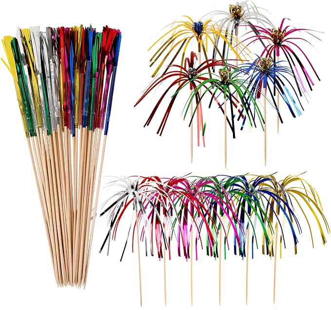 100PCS Firework-Shaped Decorative Bamboo Skewers – 18cm Cocktail Picks by Unknown