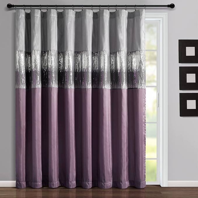 Lush Decor Night Sky Window Curtain Panel, Single 100"W x 84"L Purple & Gray by LushDecor