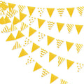 39Ft White and Gold Party Decorations Polka Dot Stripe Triangle Pennant Banner by pinkblume