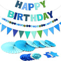 CANREVEL 17 PCS Pre-Strung 3D Blue Happy Birthday Banner, Happy Birthday Felt by CANREVEL