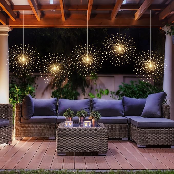PXBNIUYA 5 Pack 1000LED Plug in Starburst Sphere Lights, Firework Light 8 Modes - Image 9
