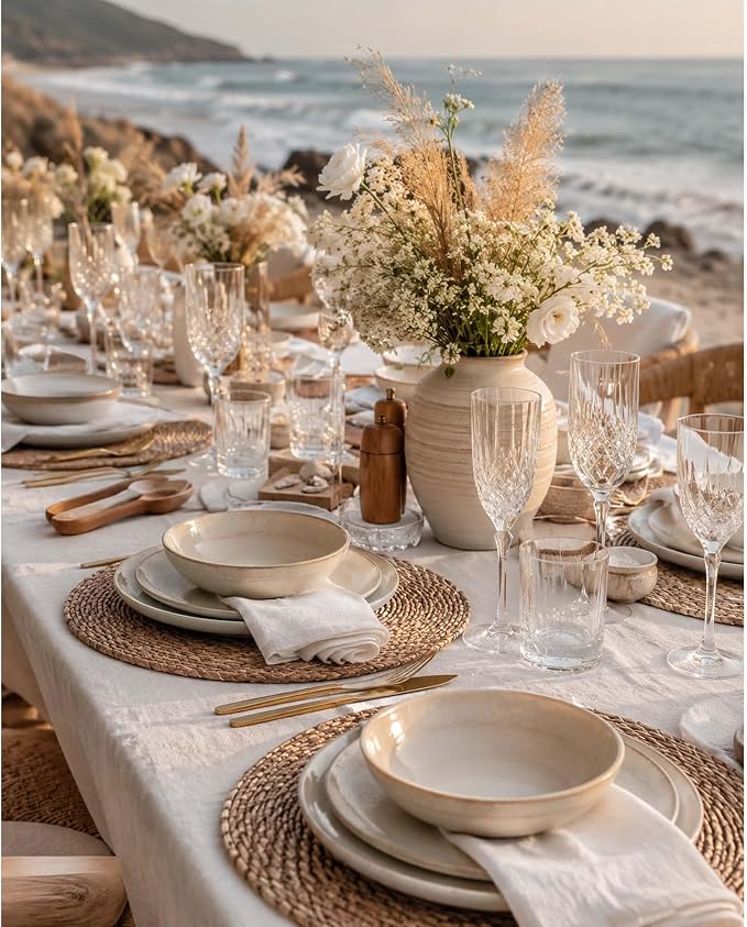 13.8" Set of 8 Brown Seagrass Woven Round Placemats - Image 6