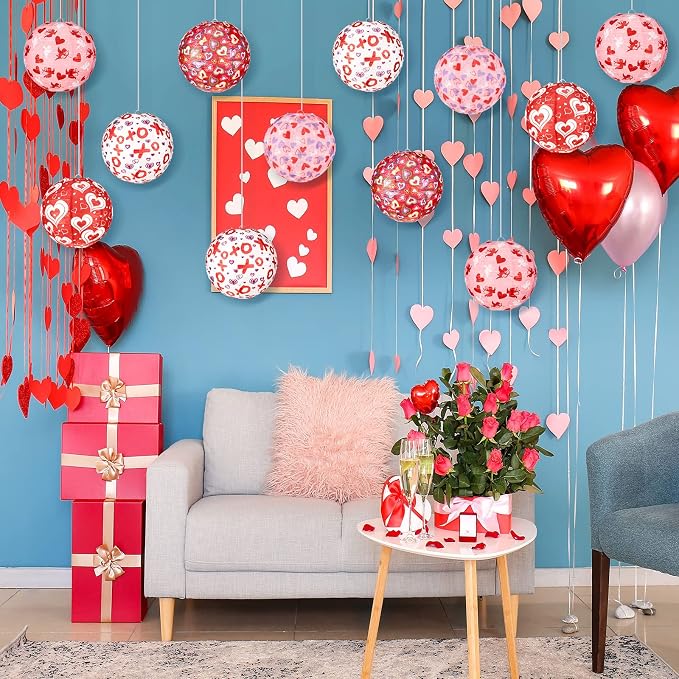 Panelee 12 Pcs Valentine's Day Paper Lanterns Party Decorations Pink Heart - Image 5
