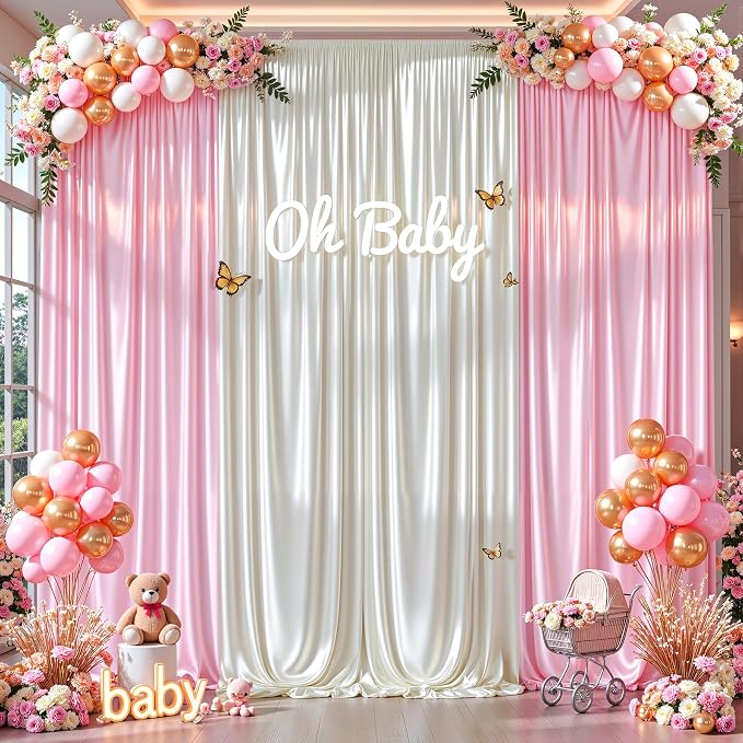 10x10 ft Ivory Glitter Backdrop Curtain - Image 6