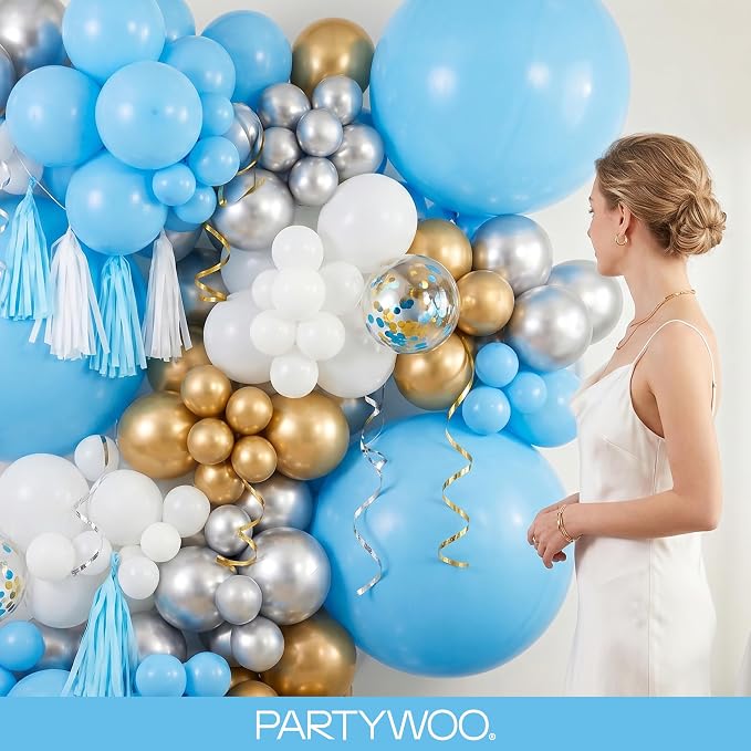 PartyWoo Light Blue Balloons 140pcs Different Sizes Pack of 18 12 10 5 Inch - Image 9