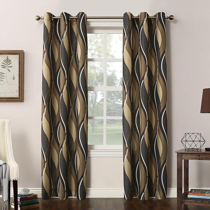 No. 918 Intersect 2-Pack Ogee Print Semi-Sheer Grommet Curtain Panel Pair by No918