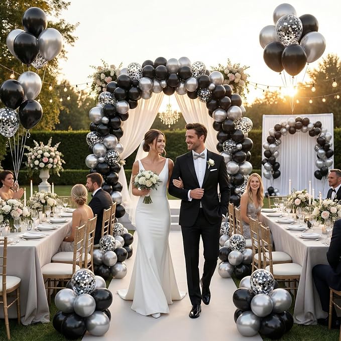 Black and Silver Balloons Arch Kit - Image 2