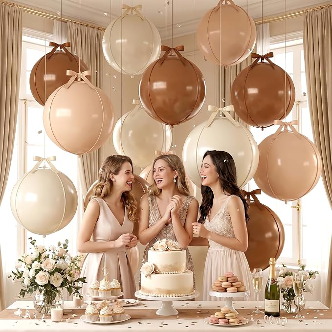 Cream Beige Khaki Round Foil Balloons - Image 6