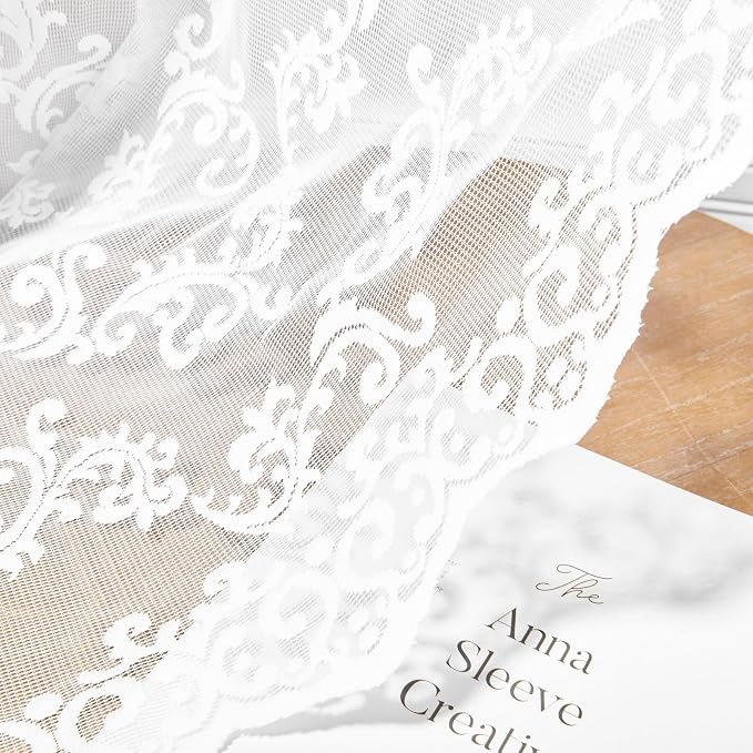 White Lace Curtains 96 Inches Long 2 Panels Vintage Paisley - Image 6