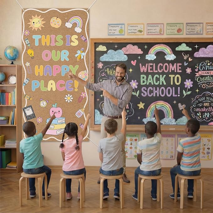 Tudomro Kraft Pastel Banner Back to School Backdrop Decor 71 x 35 Inch Kraft - Image 5