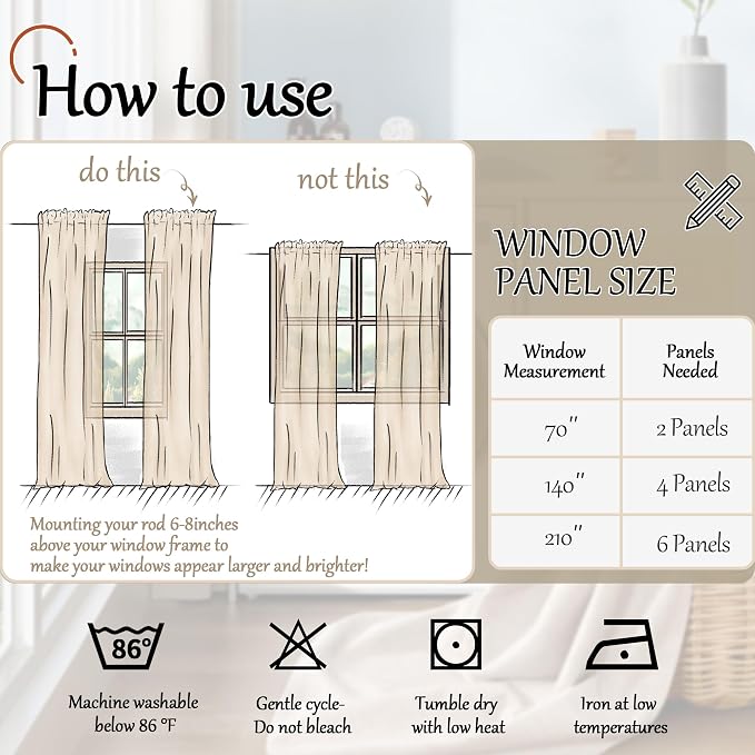 Floral Sheer Curtains 72 Inch Length 2 Panels, Farmhouse Light Filtering - Image 8