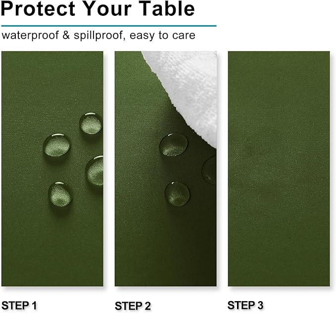 Hiasan Olive Green Tablecloth for Rectangle Tables - Waterproof Washable Polyester Fabric Table Cloth for Buffect Dining Birthday Party Wedding, 54 x 120 Inch