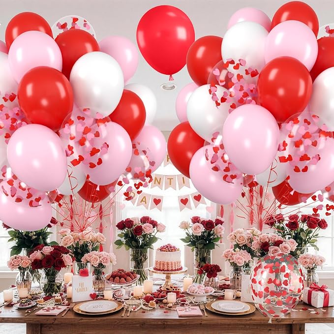 Red Pink White Balloons, Valentine's Day Balloon - Image 6