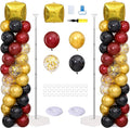 Black Burgundy Gold Balloons Column Stand 2 Sets, Balloon Towers | 102Pcs by ZyloonDecoration