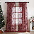 Burgundy Lace Curtains 90 Inches Long Modern Maroon Floral Curtains by SEEKRIGHTHomeDecor
