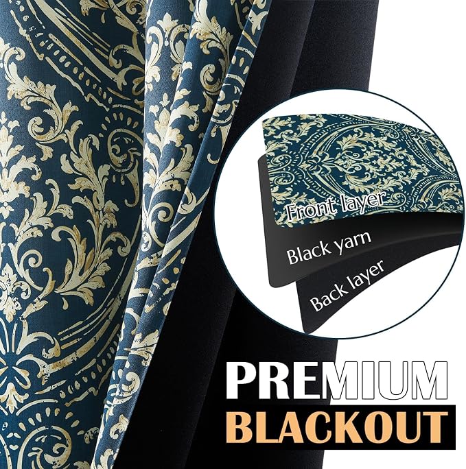 jinchan Blackout Curtains for Bedroom, Vintage Medallion Art Deco Drapes - Image 5